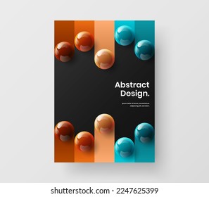 Abstract corporate brochure design vector template. Original realistic balls company identity concept.