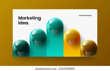 Abstract corporate brochure vector design concept. Trendy realistic balls leaflet template.