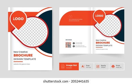 Abstract Corporate business brochure cover page annual report book cover corporate business profile design template orange color creative elegant modern magazine bi fold design layout theme