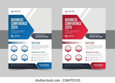 Abstract corporate business conference flyer template bundle or annual business event brochure flyer template set and digital marketing webinar banner, leaflet cover presentation, book cover layout