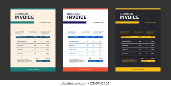 Abstract Corporate Business Invoice design template vector illustration bill form price invoice. Modern invoice template vector. business stationery design payment agreement design template