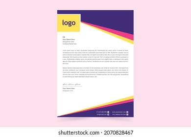 Abstract Corporate Business Style Letterhead Design Template For Your Project. Simple And Clean Print Ready Design, Elegant Flat Design Vector Illustration.