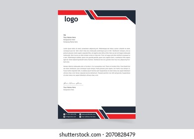 Abstract Corporate Business Style Letterhead Design Template For Your Project. Simple And Clean Print Ready Design, Elegant Flat Design Vector Illustration.