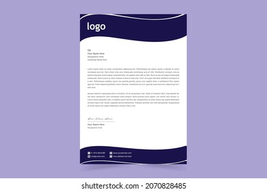 Abstract Corporate Business Style Letterhead Design Template For Your Project. Simple And Clean Print Ready Design, Elegant Flat Design Vector Illustration.