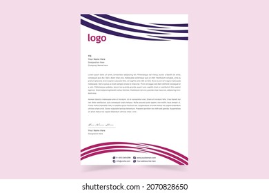 Abstract Corporate Business Style Letterhead Design Template For Your Project. Simple And Clean Print Ready Design, Elegant Flat Design Vector Illustration.