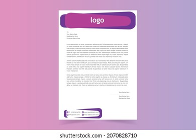 Abstract Corporate Business Style Letterhead Design Template For Your Project. Simple And Clean Print Ready Design, Elegant Flat Design Vector Illustration.
