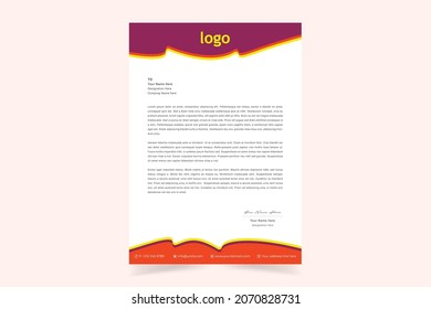 Abstract Corporate Business Style Letterhead Design Template For Your Project. Simple And Clean Print Ready Design, Elegant Flat Design Vector Illustration.