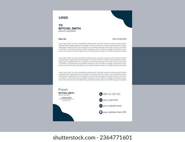 Abstract Corporate Business Style Letterhead Design Vector Template For Your Project. Simple And Clean Print Ready Design, Elegant Flat Design Vector Illustration.