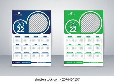 Abstract Corporate and business wall calendar for 2022 year. week start on Sunday, Stylish wall calendar in a minimalist style