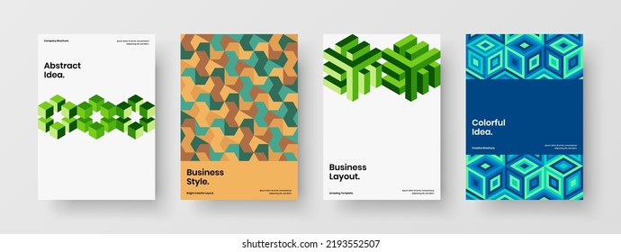 Abstract corporate cover design vector template set. Trendy geometric shapes front page layout bundle.