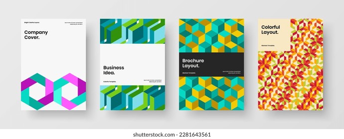 Abstract corporate cover design vector concept collection. Modern mosaic tiles presentation template composition.