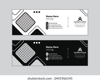 Abstract Corporate email signature banner vector template design