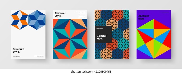 Abstract corporate identity design vector concept collection. Simple mosaic tiles pamphlet layout composition.