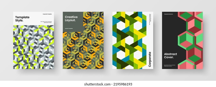Abstract corporate identity design vector concept collection. Trendy mosaic tiles banner template bundle.