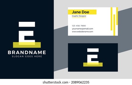Abstract corporate identity letter E logo design. Premium branding letter logo design with business card template.