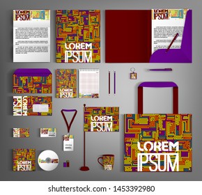 Abstract corporate identity template design with colorful lines. Business set stationery.