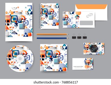 Abstract corporate identity template with geometric elements