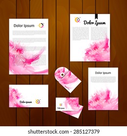 Abstract Corporate identity template. Vector company pink style for brandbook and guideline, cd, business cards.
