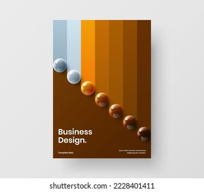 Abstract corporate identity vector design layout. Multicolored 3D spheres magazine cover template.
