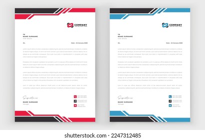 Resumen de diseño de membrete corporativo Diseño de membrete comercial moderno, plantilla de diseño de membrete abstracto creativo para su proyecto. Cabecera de carta, diseño de membrete de negocios.