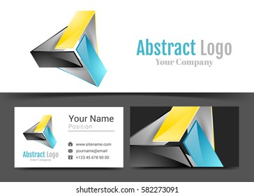 Abstract Corporate Logo and Business Card Sign Template. Creative Design with Colorful Logotype Visual Identity Composition Made of Multicolored Element. Vector Illustration.