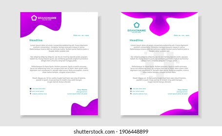 Abstract corporate and modern letterhead template design in purple gradient for your business with full vector