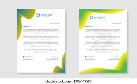 Abstract corporate and modern letterhead template design in green gradient for your business with full vector