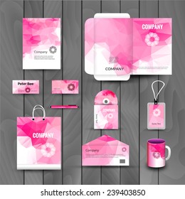 Abstract Corporate pink, red identity template. Vector company style for brand book and guideline 