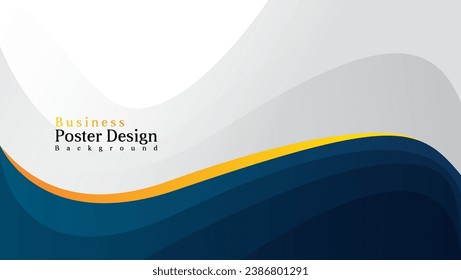 abstract corporate poster design background with blue and orange wavy shapes