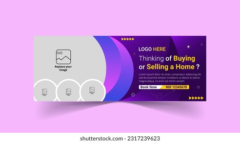Abstract corporate real estate home for sale social media cover web banner