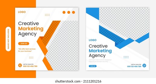 Abstract Corporate Social media post design template set with colorful shapes business flyer, leaflet, poster, banner