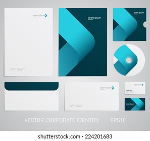 Abstract corporate stationery template with modern logo design. Corporate, company, identity, branding, brand, cd, business card, envelope, leaflet, letterhead, folder