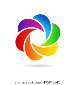 Abstract Corporate Teamwork moon shape Icon - 6 elements