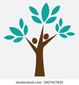 Abstract corporate tree with green people education nature vector