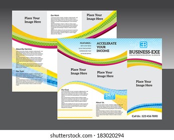 abstract corporate tri fold brochure vector illustration