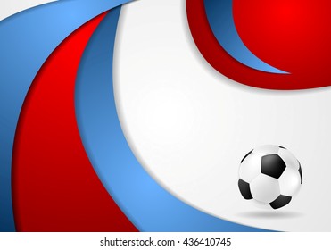 Abstract corporate waves vector background with soccer ball