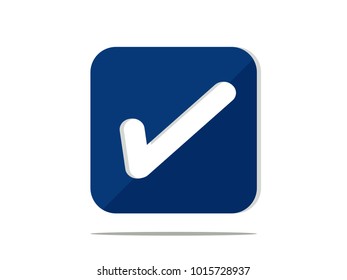 Abstract correct icon with blue square,white color symbol