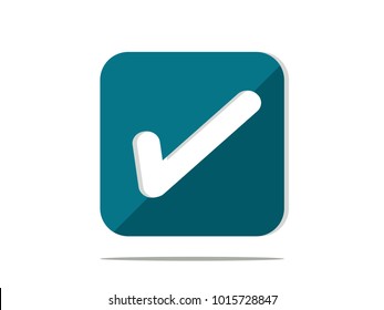 Abstract correct icon with teal square,white symbol