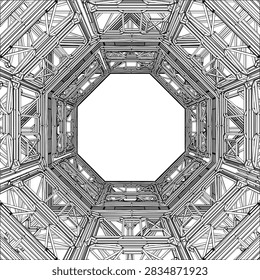 Abstract Corridor Construction Structure Vector 661. Illustration of Grid Architectural Construction. Concept: modern architecture and design.