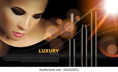 Abstract Cosmetics Beauty Series Advertising. Premium Mascara Template. EPS10 Vector