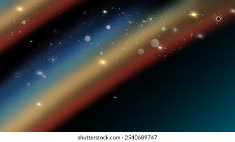 Fondo cósmico Abstractas con colores vibrantes y Elementos celestiales, ideal para diseños con temática espacial, ilustraciones de ciencia ficción y proyectos de arte digital.