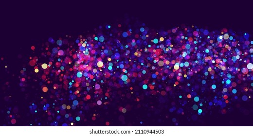 Abstract Cosmic Bokeh Background, Galaxy Space Blurry Backdrop. Soft Blur Light Bokeh Effect Wallpaper. Shiny Holiday Light Effect. Vector Illustration.