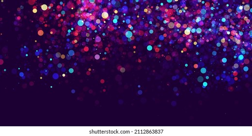 Abstract Cosmic Bokeh Background, Galaxy Space Blurry Backdrop. Soft Blur Light Bokeh Effect Wallpaper. Shiny Holiday Light Effect. Vector Illustration.