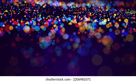 Abstract Cosmic Bokeh Background, Galaxy Space Blurry Backdrop. Soft Blur Light Bokeh Effect Wallpaper. Shiny Holiday Light Effect. Vector Illustration.