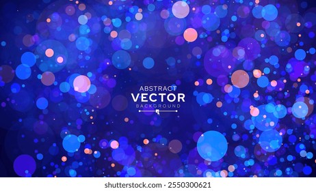 Abstract Cosmic Bokeh Background, Galaxy Space Blurry Backdrop. Soft Blur Light Bokeh Effect Wallpaper. Shiny Holiday Light Effect. Vector Illustration.