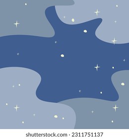 Abstrakter kosmischer Cartoon Hintergrund Magische blaue Sterne Wolken Vektordesign