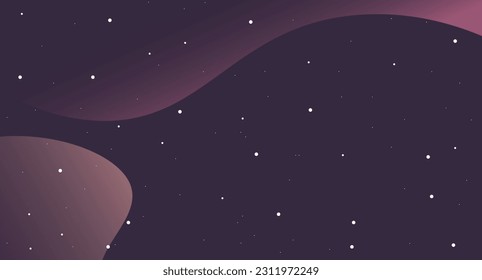 Abstract Cosmic Cartoon Horizontal Web Background Magic Pink Fog Stars Vector Design