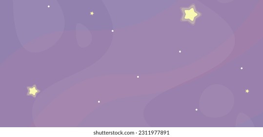 Resumen Caricatura cósmica Fondo web horizontal Magic Purple GIGHT Stars Niebla Diseño de vectores