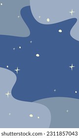 Abstrakter Kosmischer Cartoon Vertikaler Hintergrund Magische blaue Sterne Wolken Vektordesign