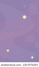 Abstrakter Kosmischer Cartoon Vertikaler mobiler Hintergrund Magisches violettes Licht-Sterne-Design für Vektorgrafik